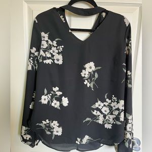Long sleeve floral chiffon shirt